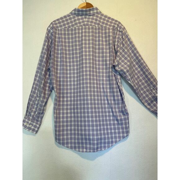 Neiman Marcus Mens Medium Purple Plaid Trim Fit Cotton Button Up Shirt 16 32/33 - Picture 10 of 12